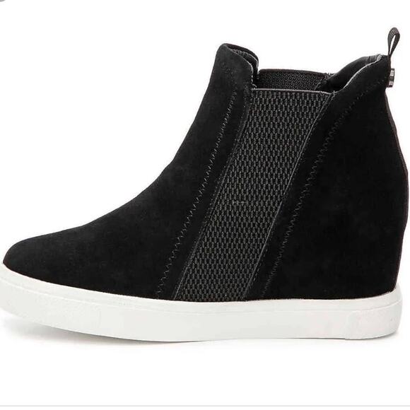 Steve Madden LEII WEDGE SNEAKER black pull on ankle size 8.5 - Picture 2 of 10